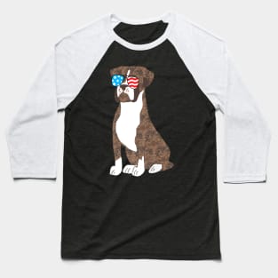 Brindle Boxer Dog Patriot Cool Usa Flag Sunglasses Baseball T-Shirt